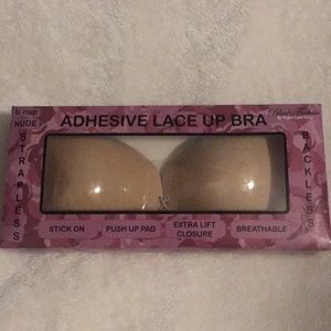 Adhesive Lace Up Bra Nude Backless D-Cup